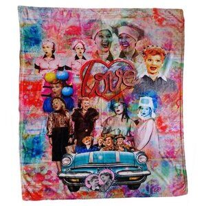 New I Love Lucy TV Show Collage Plush Fleece Throw Gift Blanket Ethel Ricky Pink